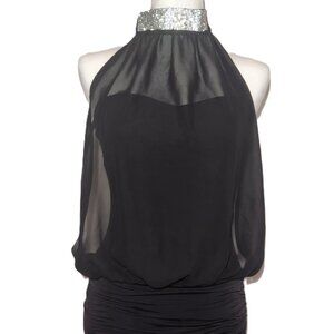 Cristina USA black dress see through halter top - XS